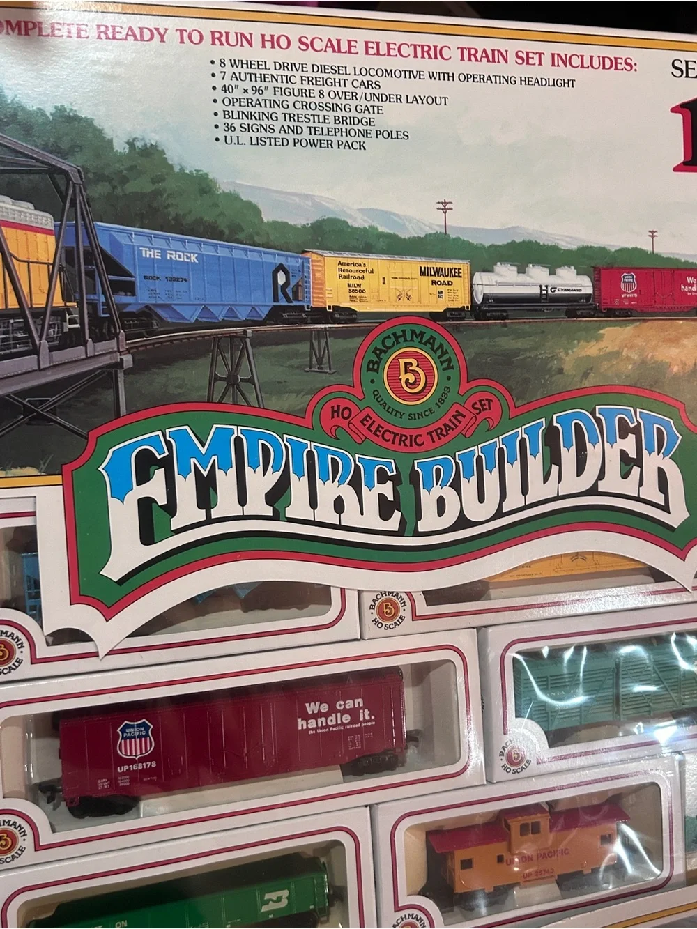 Vintage Bachmann Rail Builder HO Electric Train Set • Diesel Engine + 7 Cars